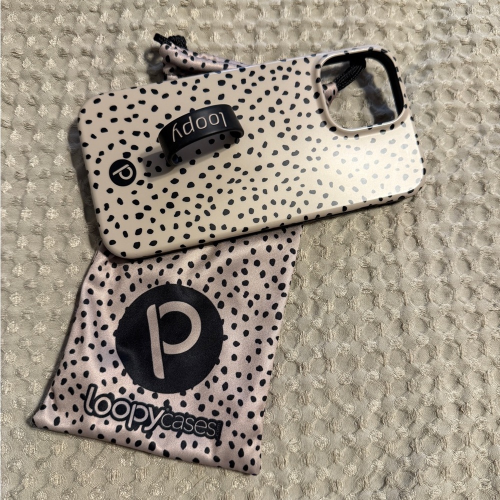 Loopy Case Black and Cream Spotted Phone Case